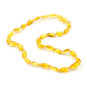 Collier Ambre Bébé Perles Ovales Citron