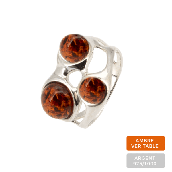 Bague Ambre et argent cognac, Lenar